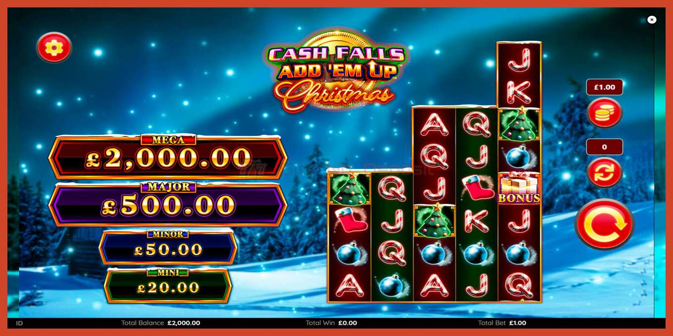 Slot screenshot: Cash Falls: Add Em Up Christmas no deposit, number - 1