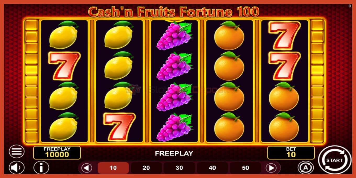 Slot screenshot: Cashn Fruits Fortune 100 no deposit, number - 1