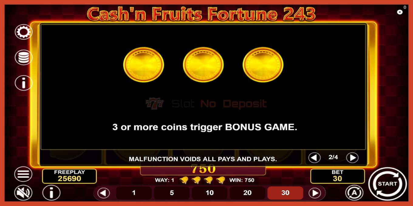 Slot screenshot: Cashn Fruits Fortune 243 bez depozita, broj - 7