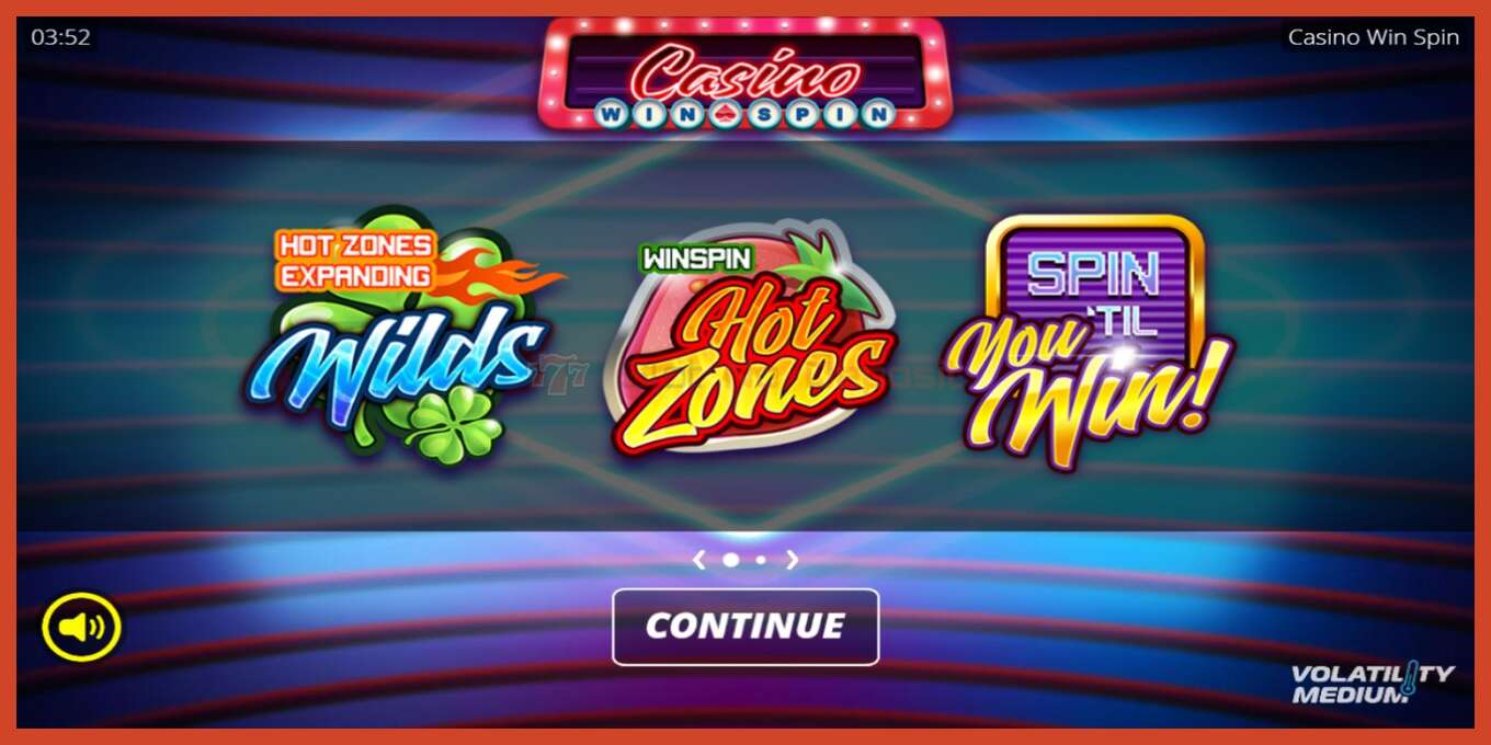 Slot skærmbillede: Casino Win Spin intet depositum, antal - 1