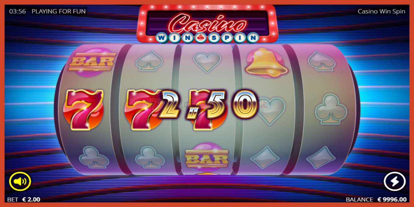 Slot skærmbillede: Casino Win Spin intet depositum, antal - 3