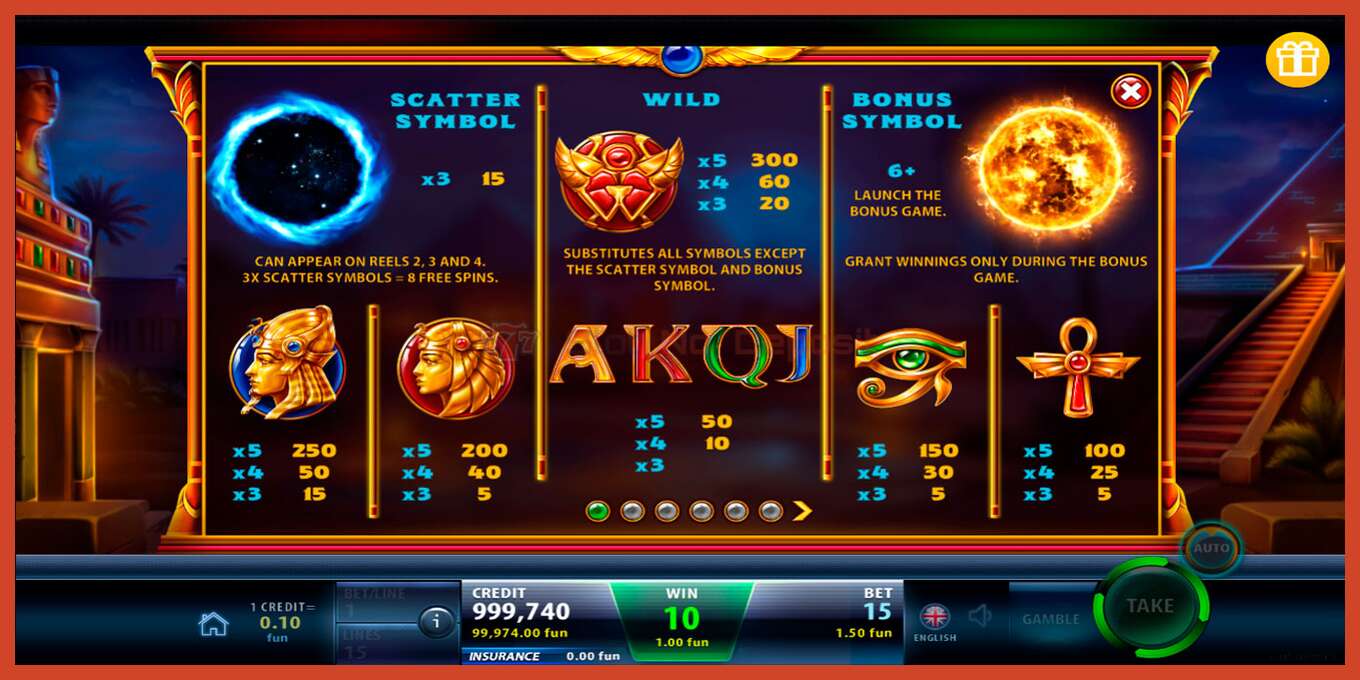 Slot screenshot: Cassiopeia 2 no deposit, number - 6