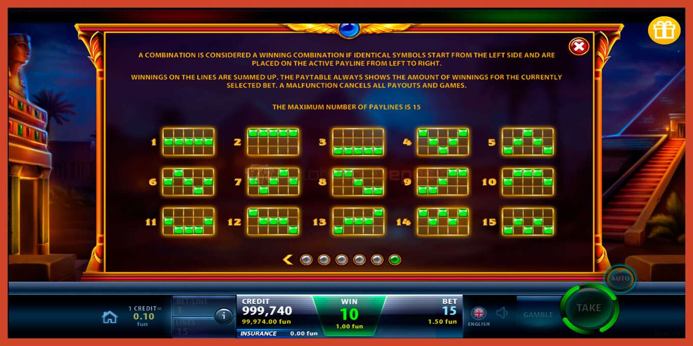 Slot screenshot: Cassiopeia 2 no deposit, number - 7