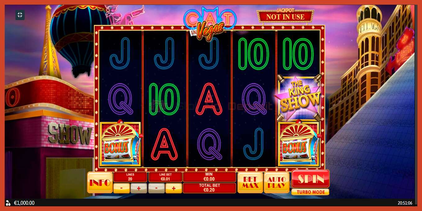 Slot screenshot: Cat In Vegas no deposit, number - 1