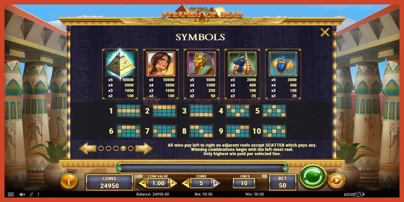 Slot screenshot: Cat Wilde and the Pyramids of Dead no deposit, number - 6