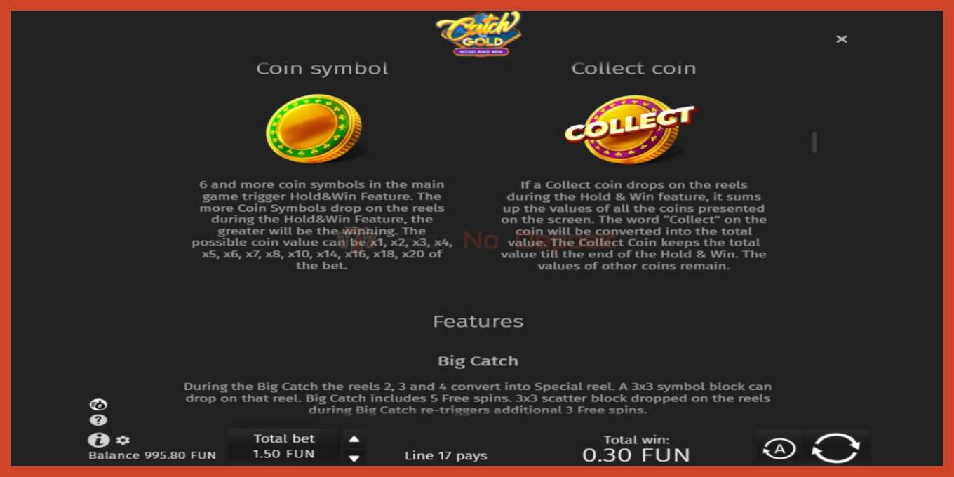 Slot screenshot: Catch The Gold Hold and Win no deposit, number - 5