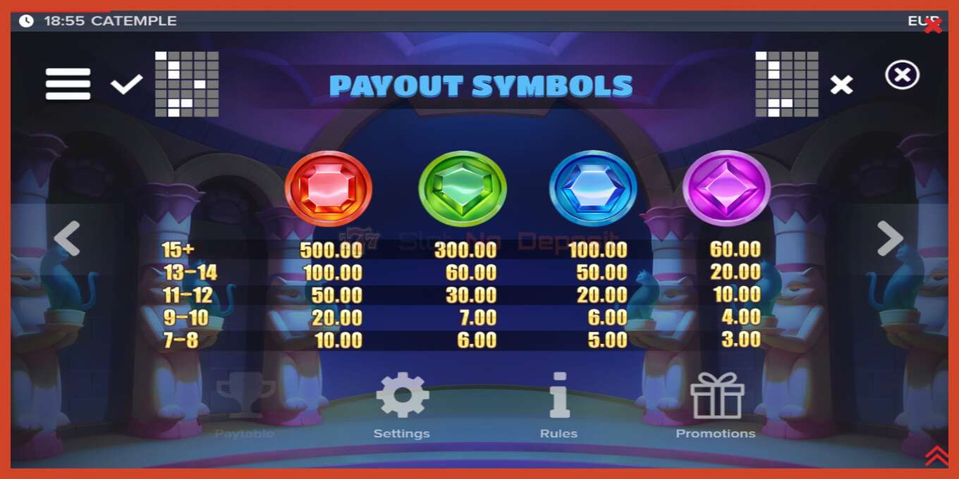 Slot screenshot: Catemple no deposit, number - 6