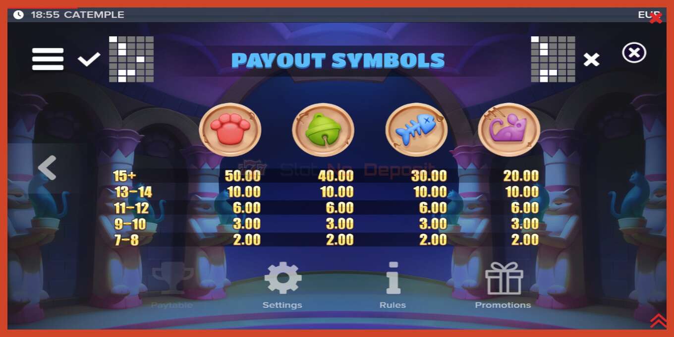 Slot screenshot: Catemple no deposit, number - 7