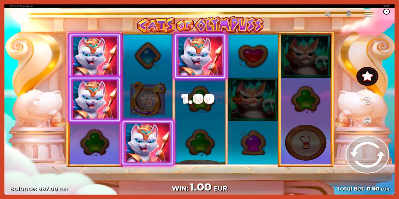 Slot pantaila-argazkia: Cats of Olympuss gordailurik ez, zenbakia - 2