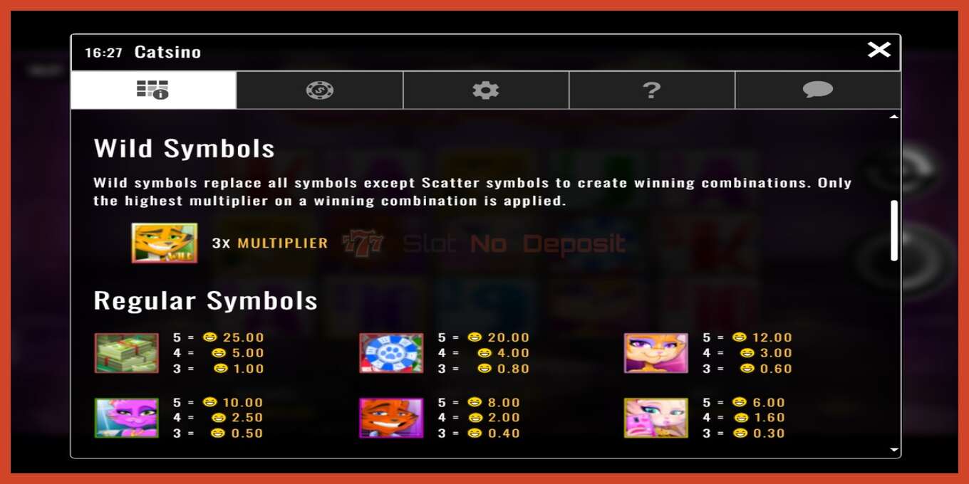 Slot screenshot: Catsino no deposit, number - 4