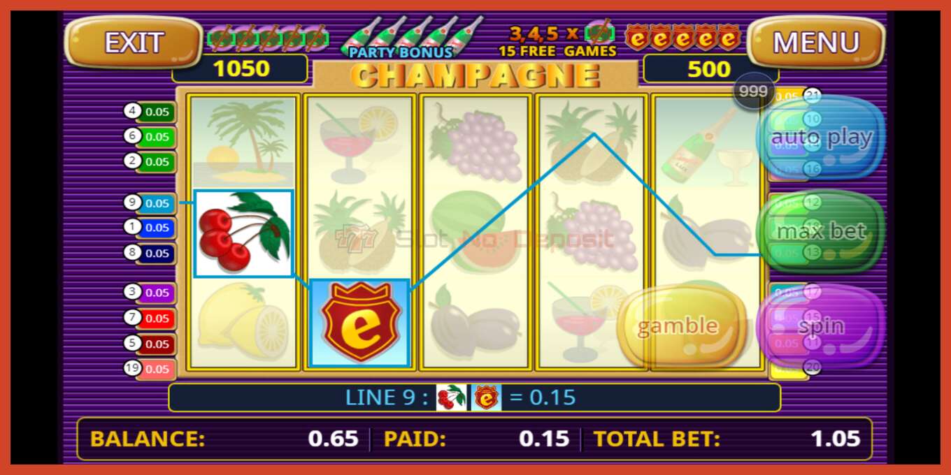 Slot screenshot: Champagne Party no deposit, number - 2