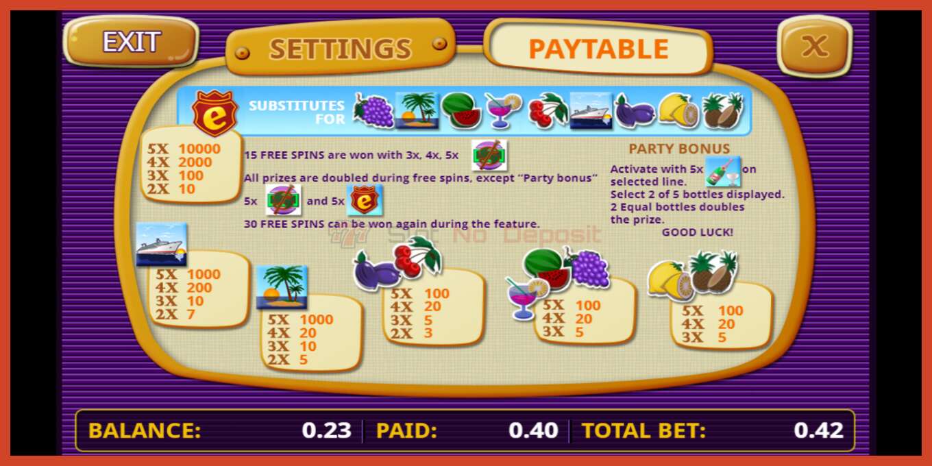 Slot screenshot: Champagne Party no deposit, number - 5