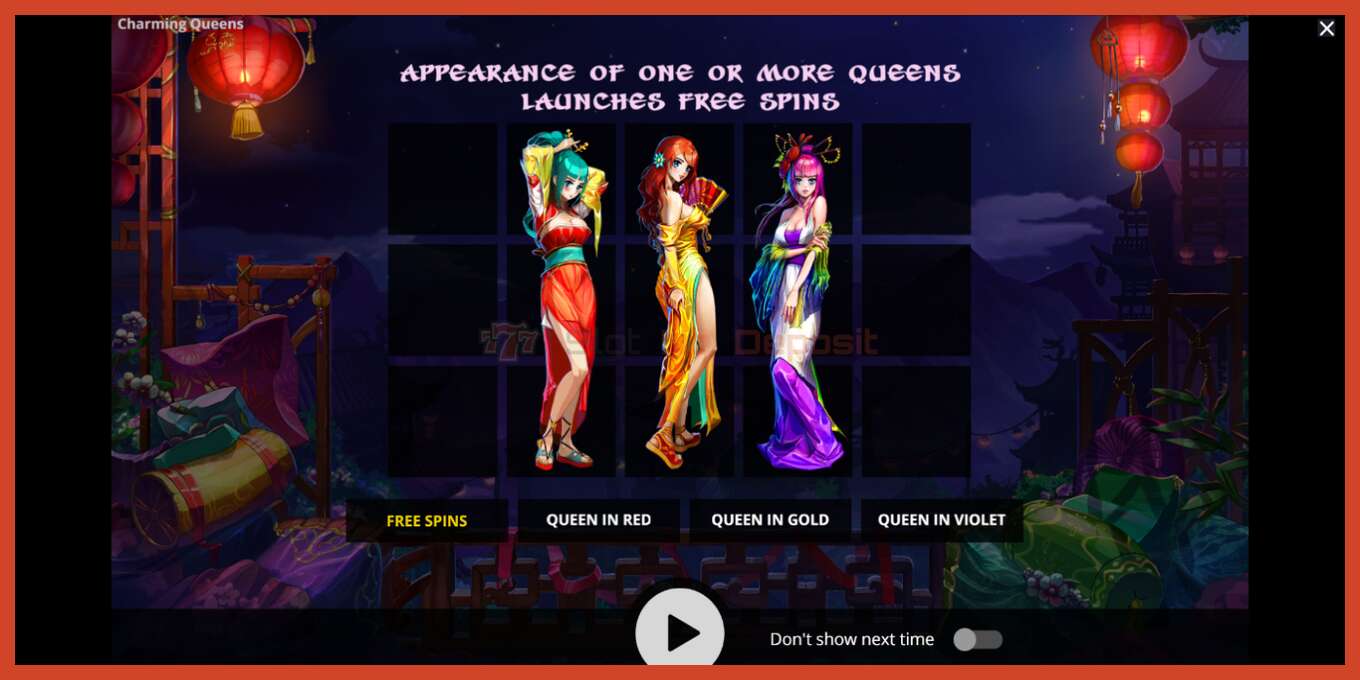 Slot screenshot: Charming Queens no deposit, number - 1