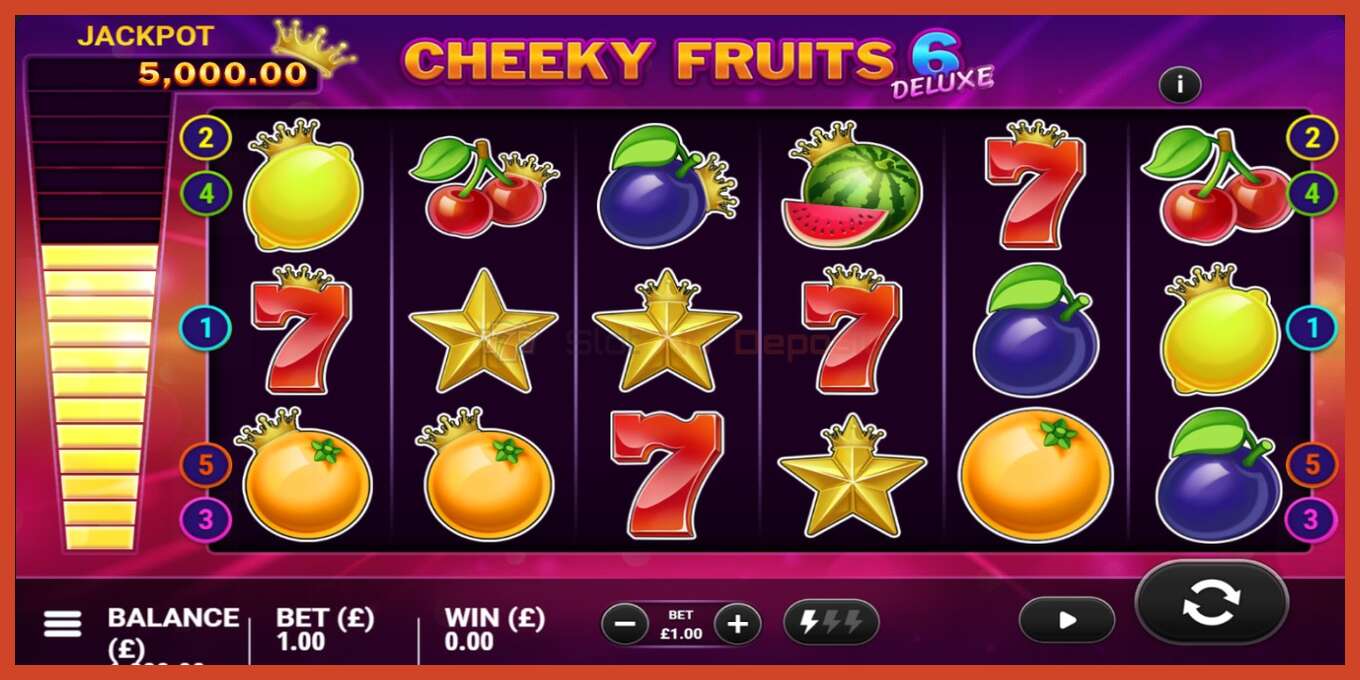 Slot screenshot: Cheeky Fruits 6 Deluxe no deposit, number - 1