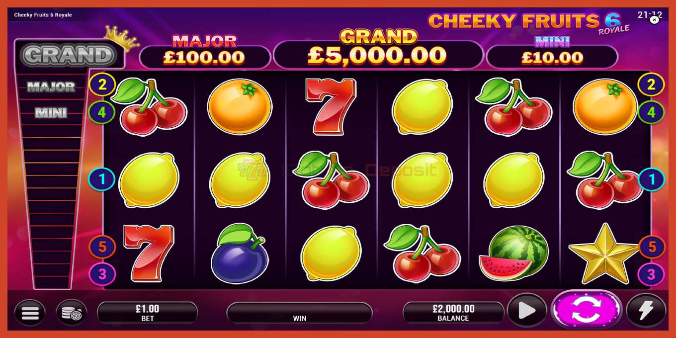 Captura de tela do slot: Cheeky Fruits 6 Royale sem depósito, número - 2