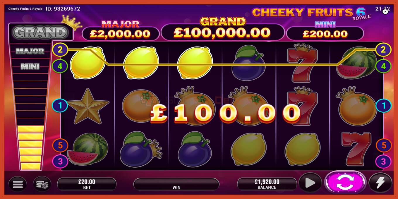 Captura de tela do slot: Cheeky Fruits 6 Royale sem depósito, número - 3