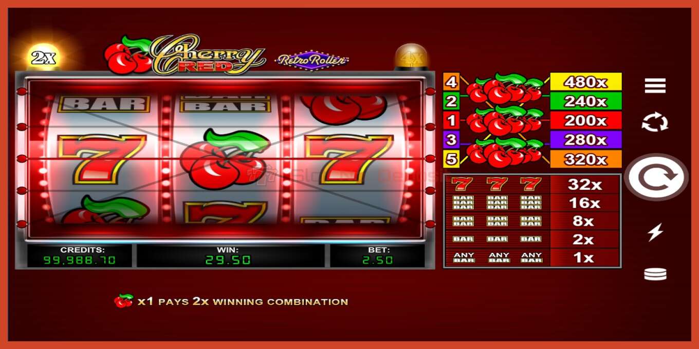 Slot screenshot: Cherry Red Retro Roller no deposit, number - 2