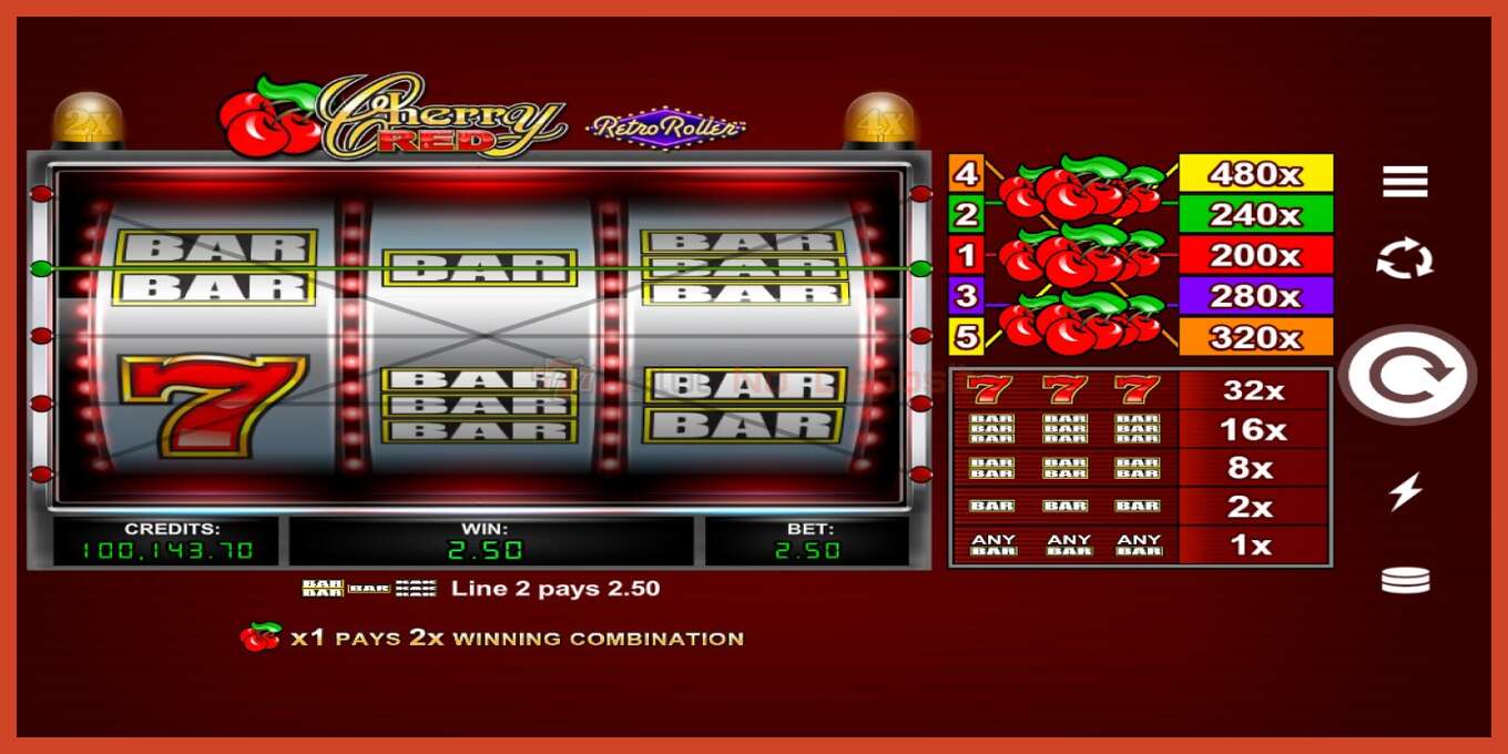 Slot screenshot: Cherry Red Retro Roller no deposit, number - 3