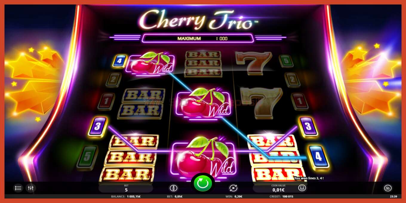 Slot skærmbillede: Cherry Trio intet depositum, antal - 3