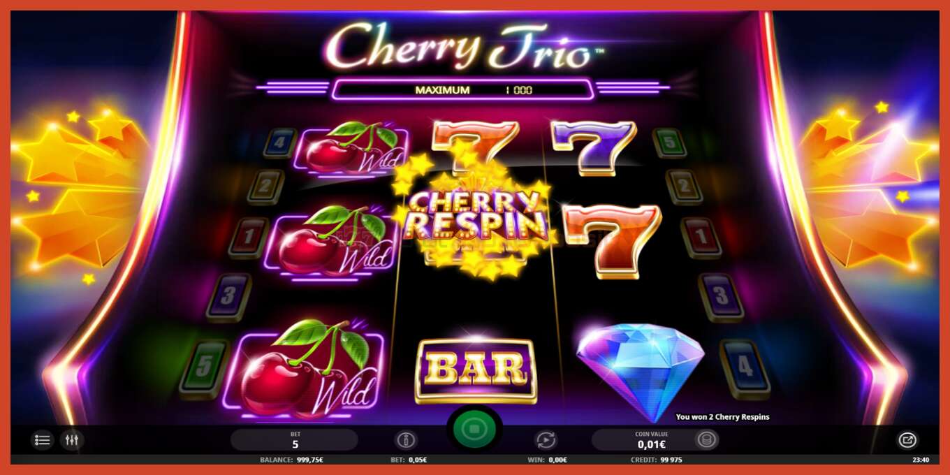 Slot skærmbillede: Cherry Trio intet depositum, antal - 4