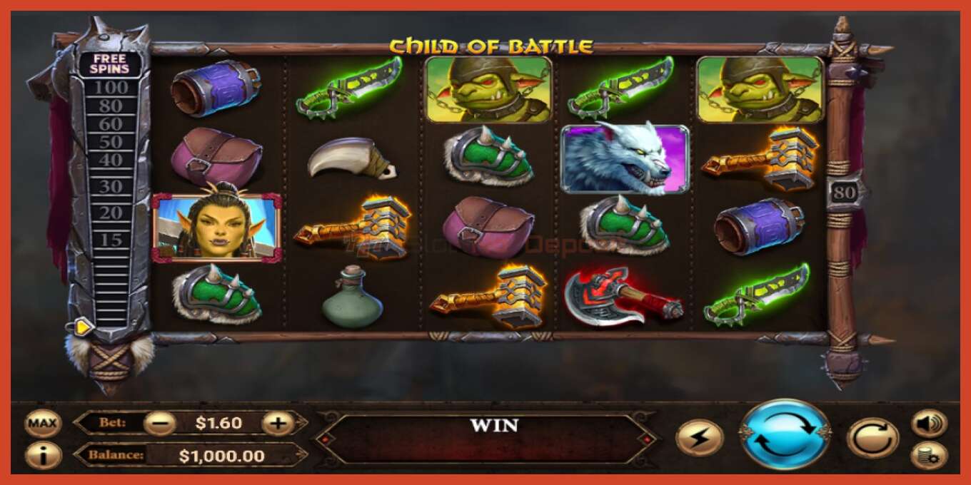 Slot screenshot: Child of Battle no deposit, number - 1