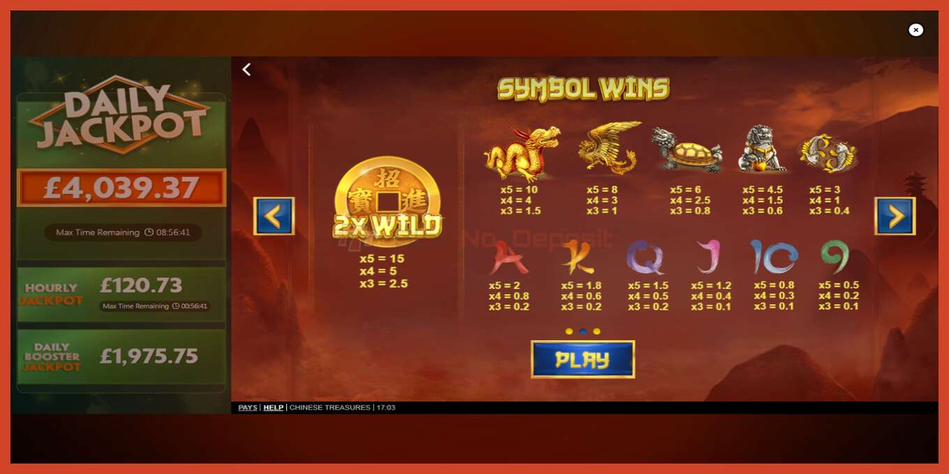 Slot screenshot: Chinese Treasures no deposit, number - 5