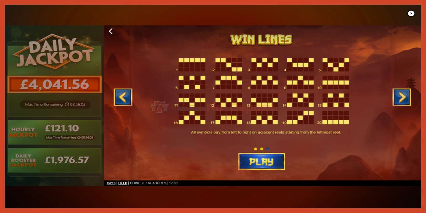 Slot screenshot: Chinese Treasures no deposit, number - 6