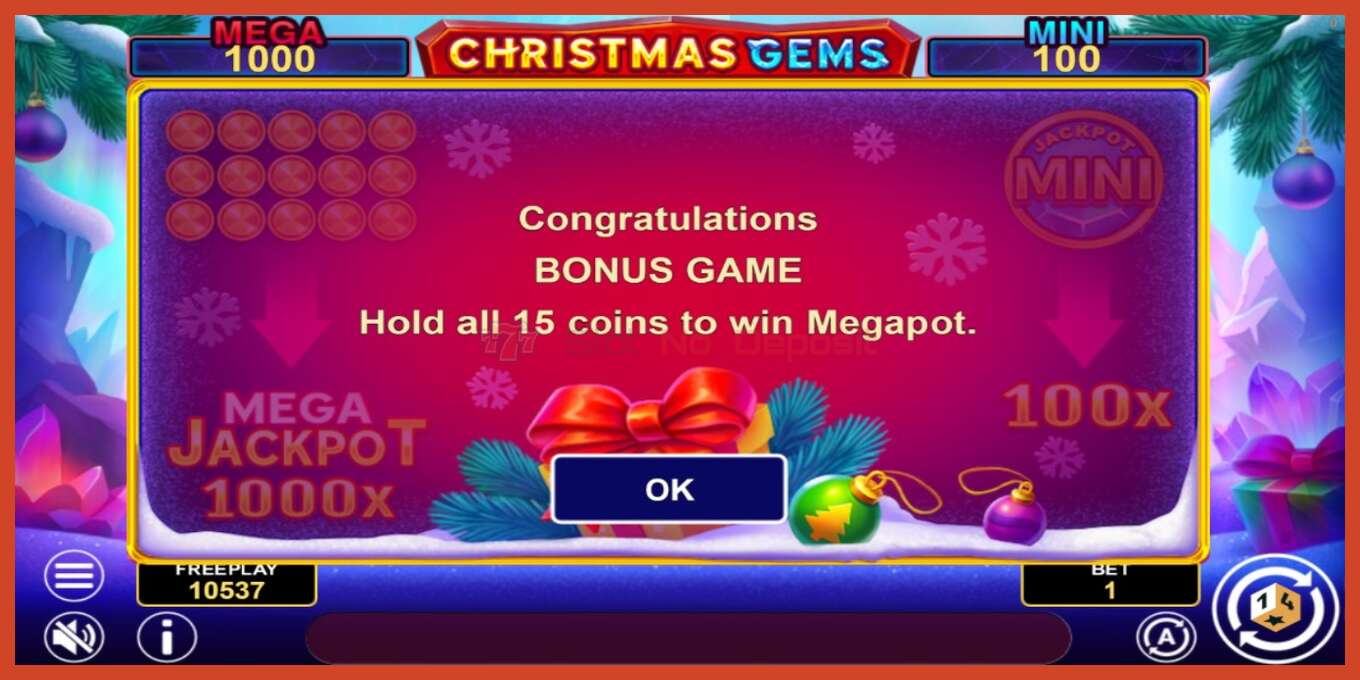 স্লট স্ক্রিনশট: Christmas Gems Hold & Win কোন আমানত, সংখ্যা - 6