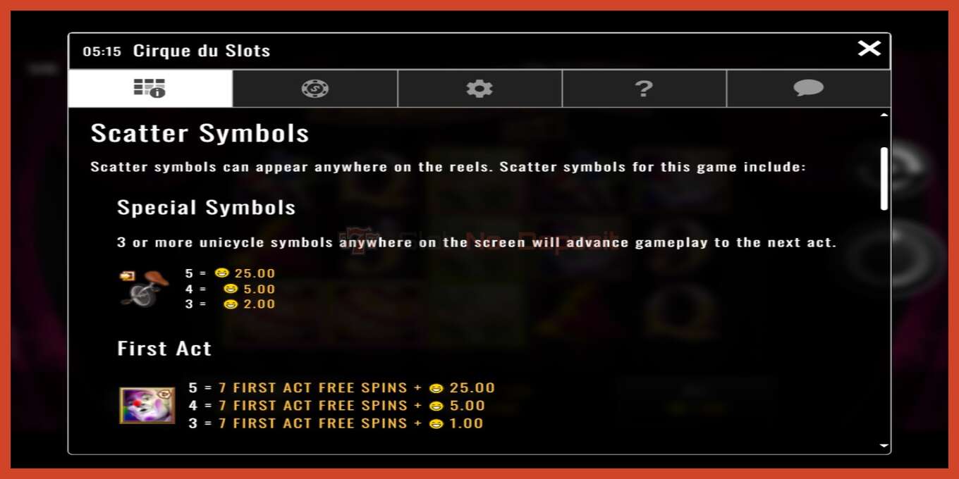 Slot screenshot: Cirque du Slots no deposit, number - 3