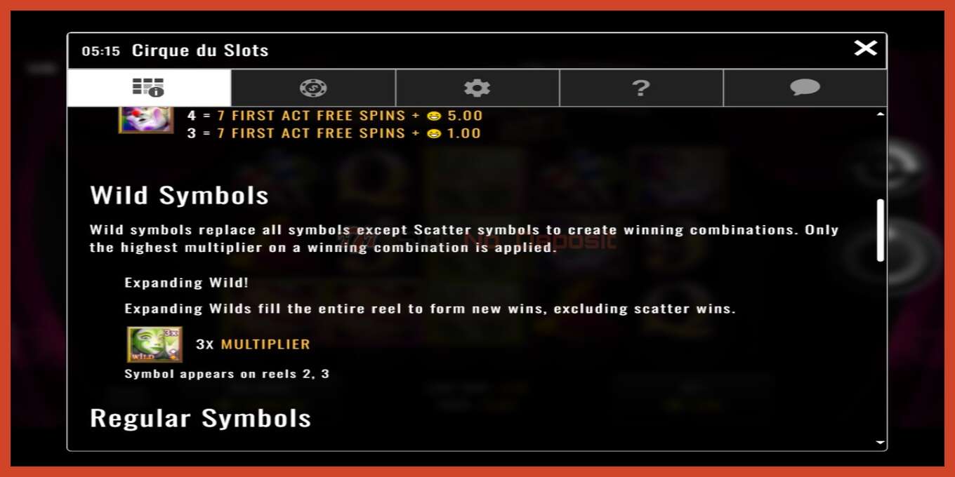 Slot screenshot: Cirque du Slots no deposit, number - 4