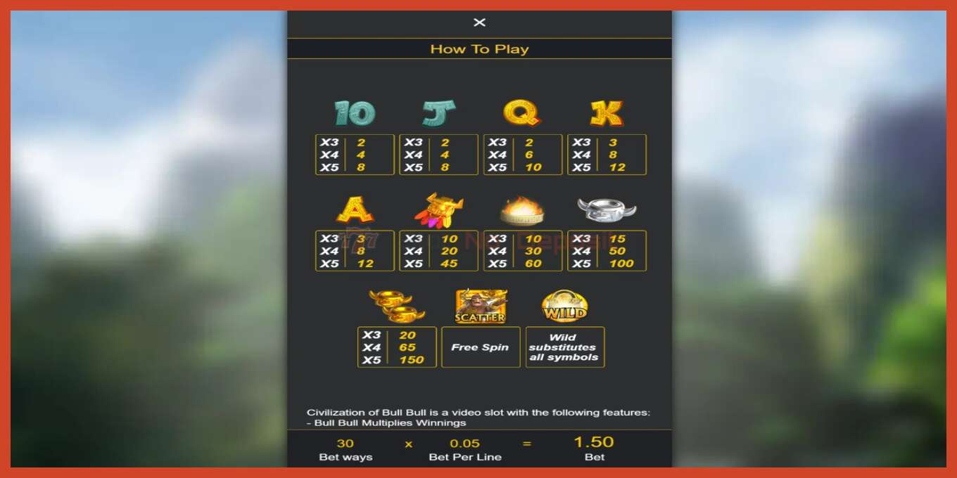 Slot screenshot: Civilization of Bull Bull no deposit, number - 3