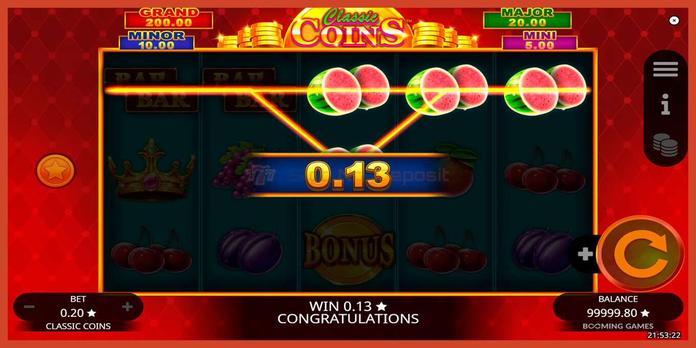 Slot skærmbillede: Classic Coins intet depositum, antal - 2