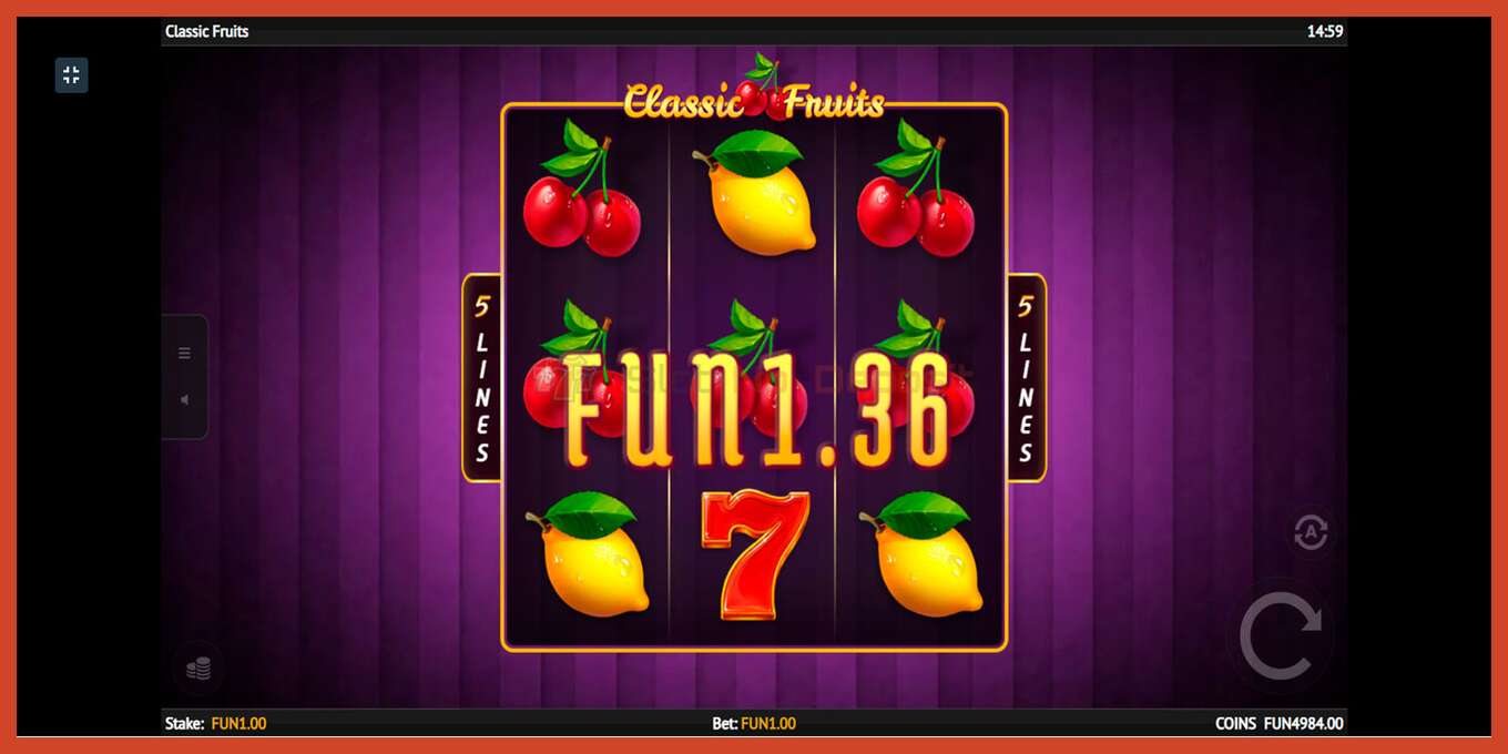 Slot screenshot: Classic Fruit no deposit, number - 4