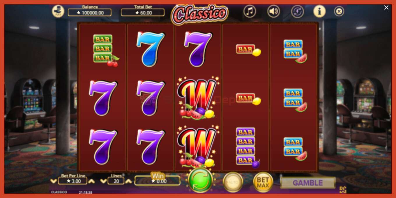 Slot screenshot: Classico no deposit, number - 1