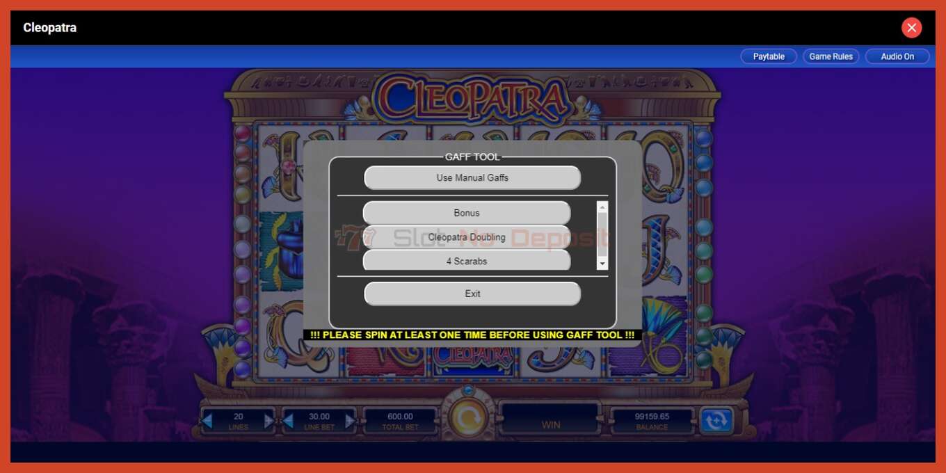 Slot screenshot: Cleopatra nincs letét, szám - 5