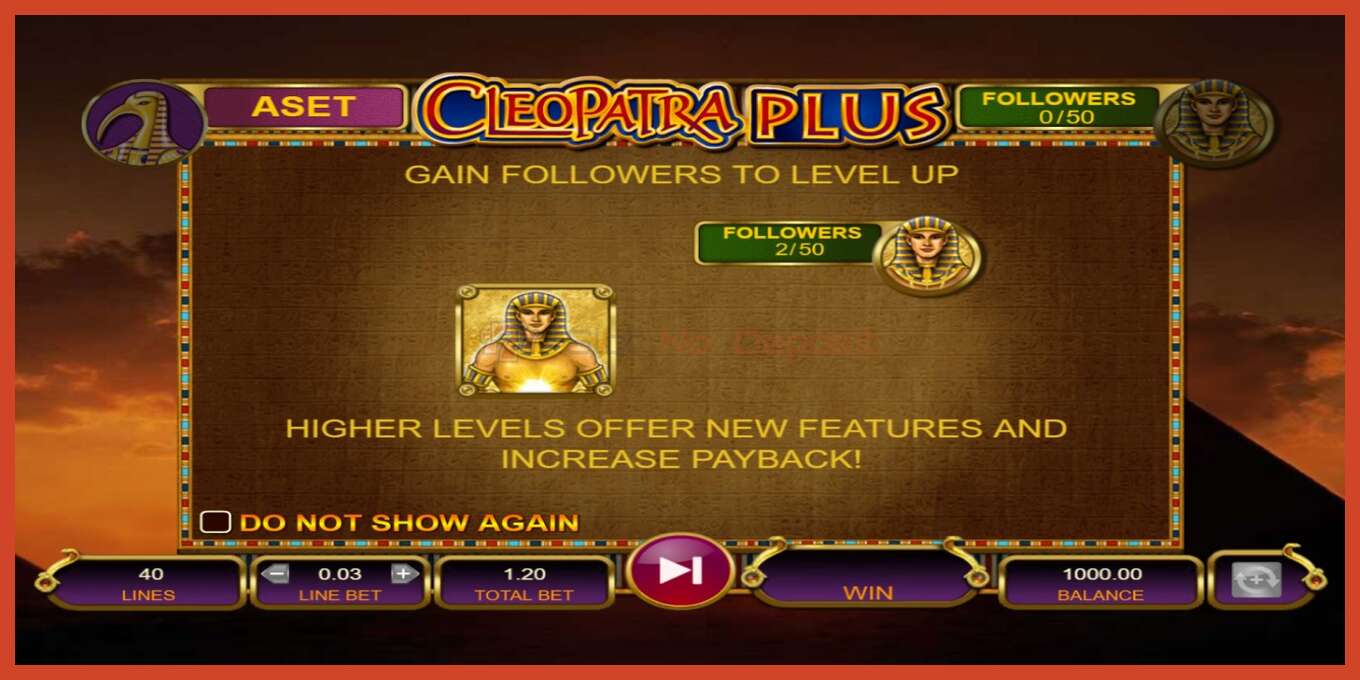 Slot screenshot: Cleopatra Plus no deposit, number - 1