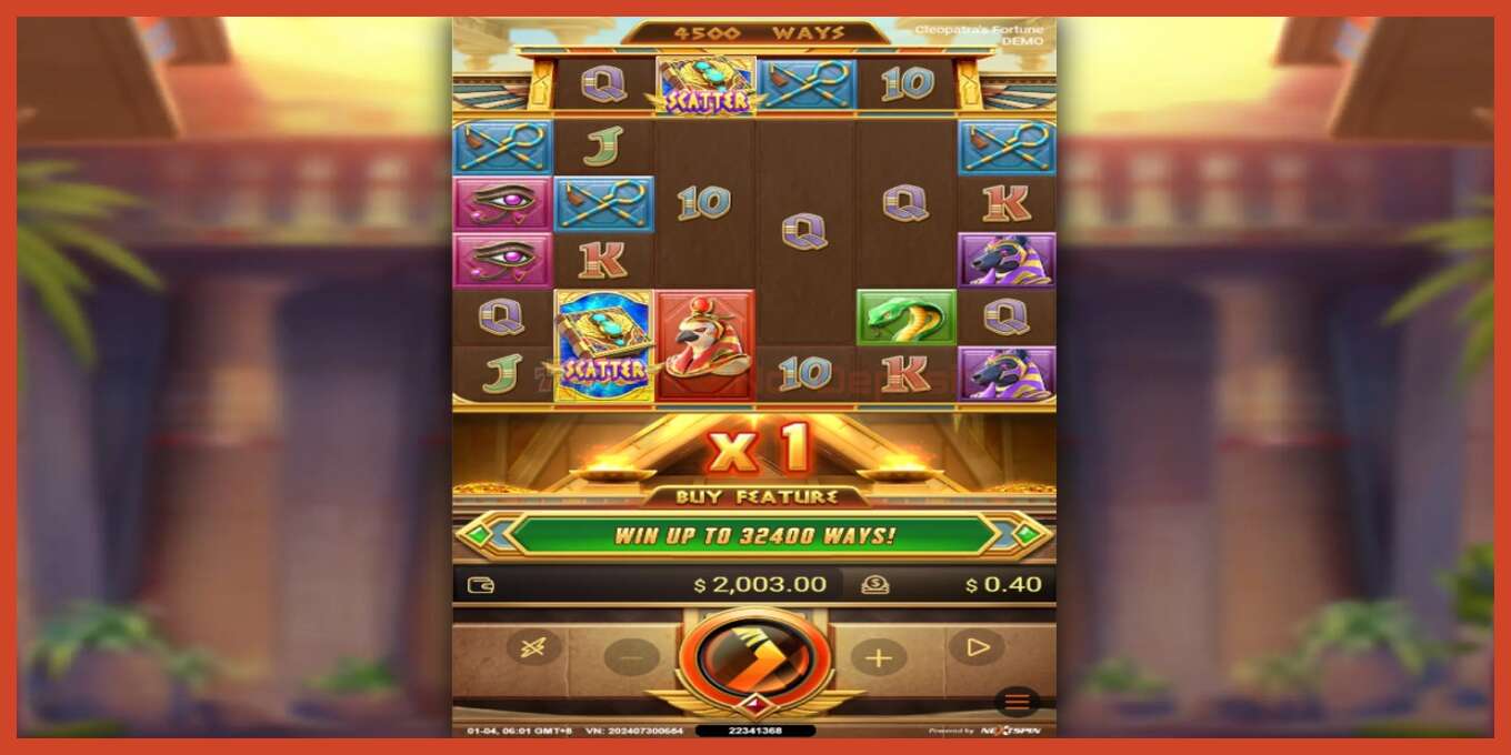 Slot screenshot: Cleopatras Fortune no deposit, number - 2