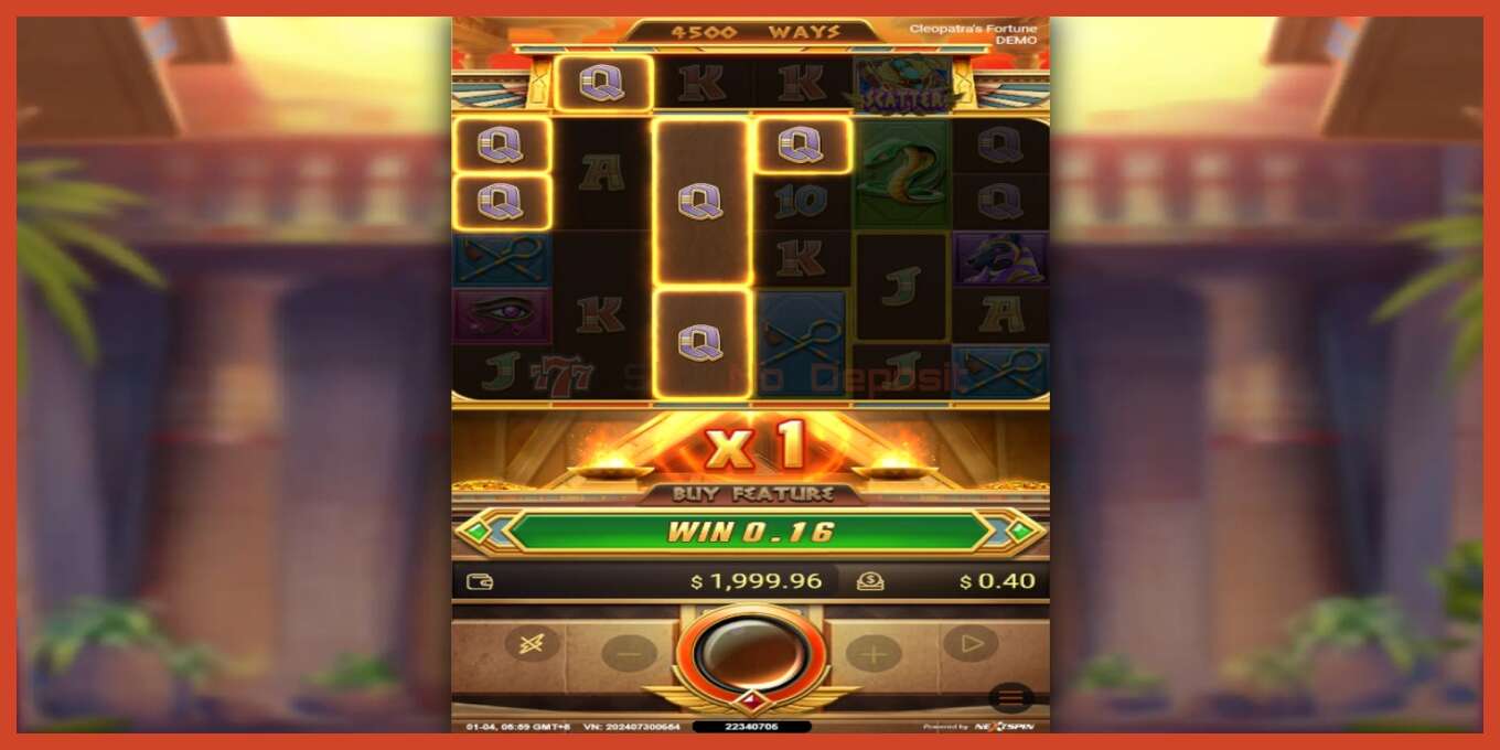 Slot screenshot: Cleopatras Fortune no deposit, number - 3