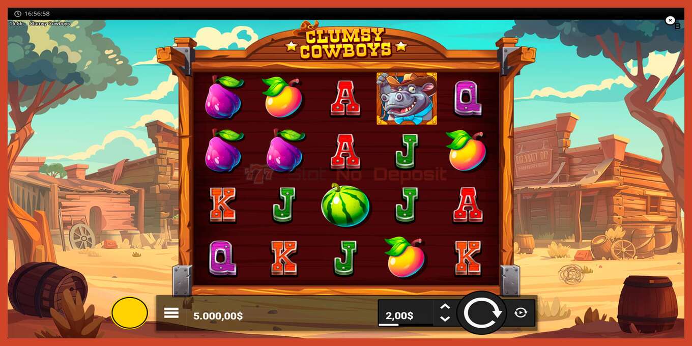 Slot screenshot: Clumsy Cowboys no deposit, number - 1