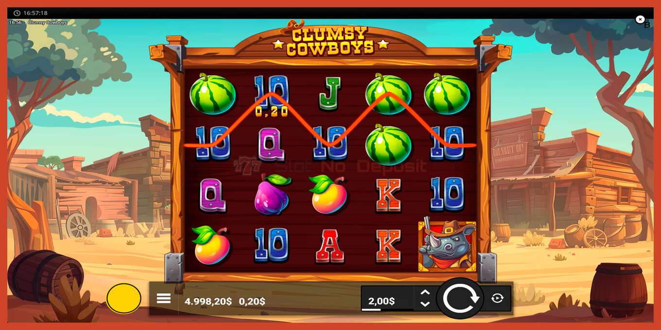 Slot screenshot: Clumsy Cowboys no deposit, number - 2