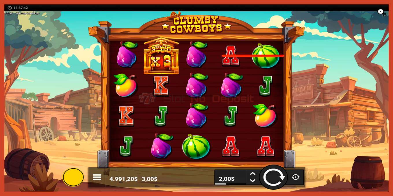 Slot screenshot: Clumsy Cowboys no deposit, number - 3