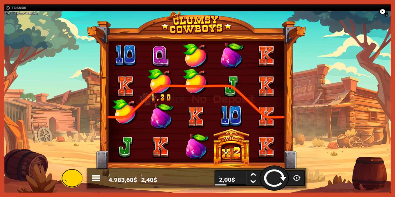 Slot screenshot: Clumsy Cowboys no deposit, number - 4