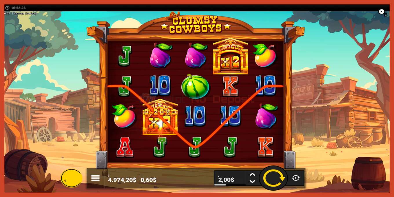 Slot screenshot: Clumsy Cowboys no deposit, number - 5