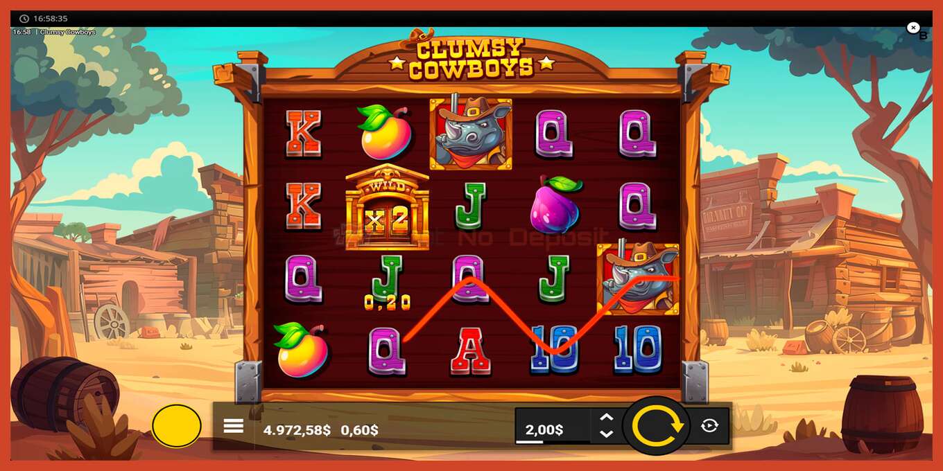 Slot screenshot: Clumsy Cowboys no deposit, number - 6