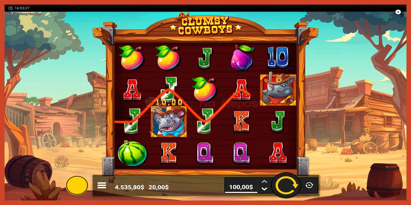 Slot screenshot: Clumsy Cowboys no deposit, number - 7