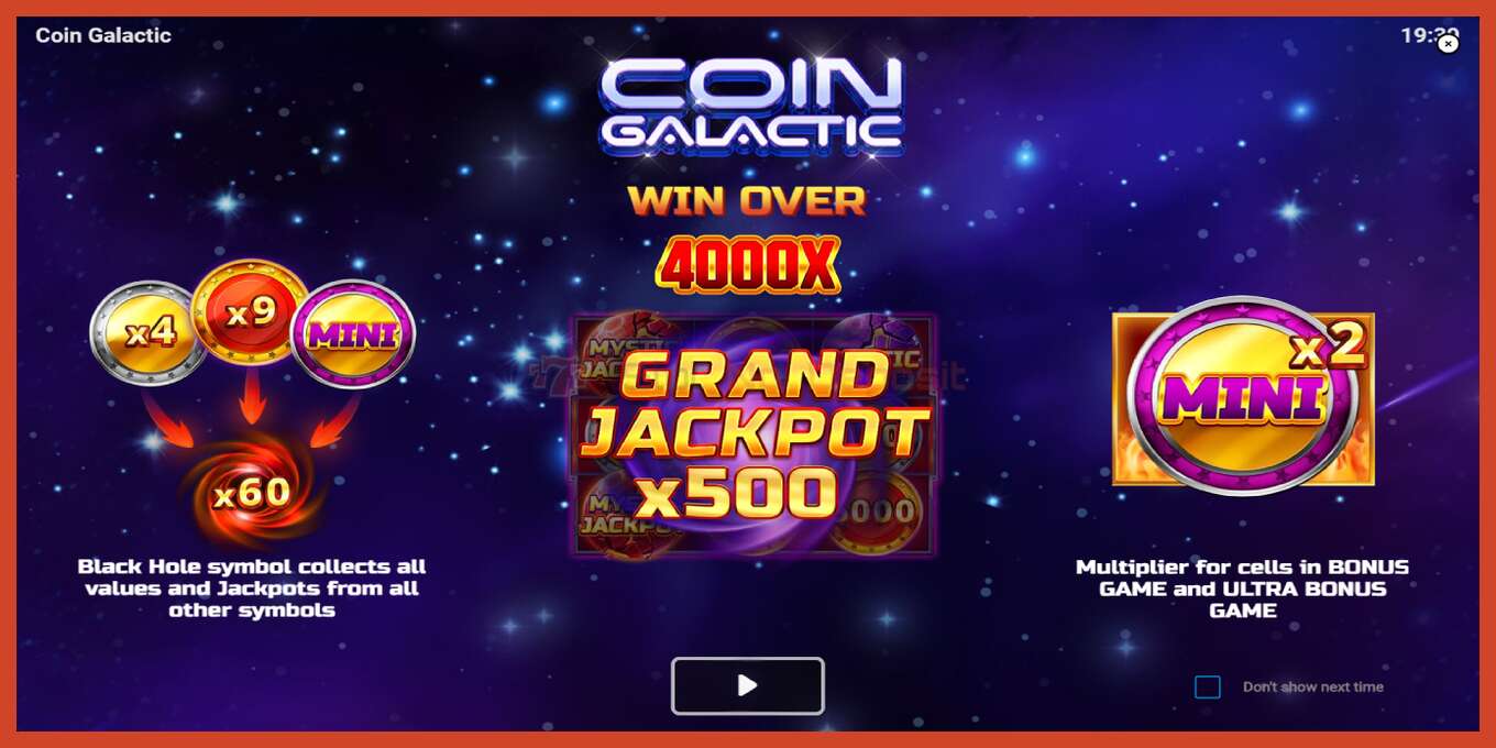 Yuva ekran görüntüsü: Coin Galactic depozito yok, sayı - 1