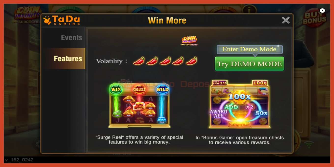 Slot screenshot: Coin Infinity Surge Reel no deposit, number - 2