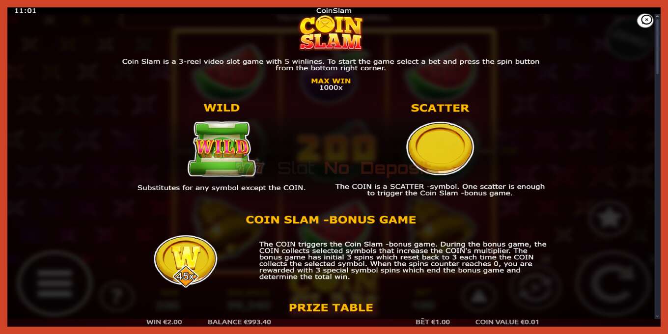 Slot screenshot: Coin Slam bez depozita, broj - 5