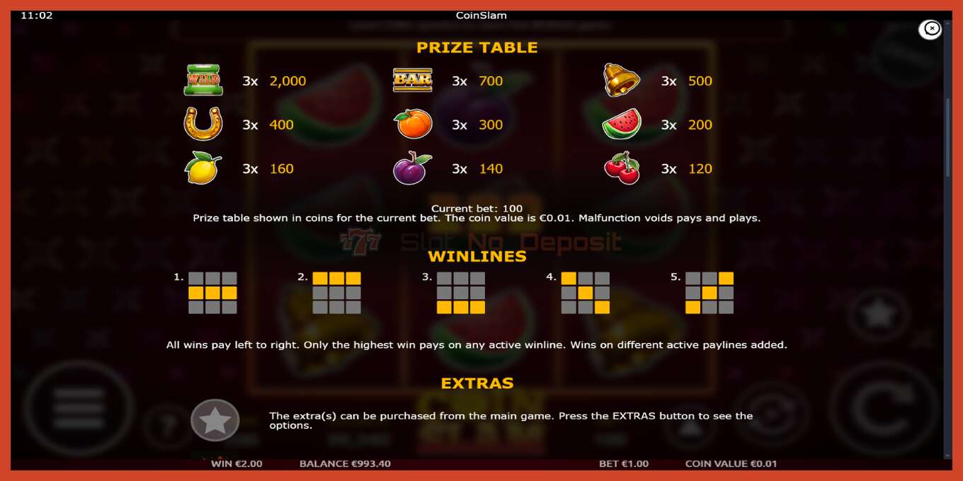 Slot screenshot: Coin Slam bez depozita, broj - 6