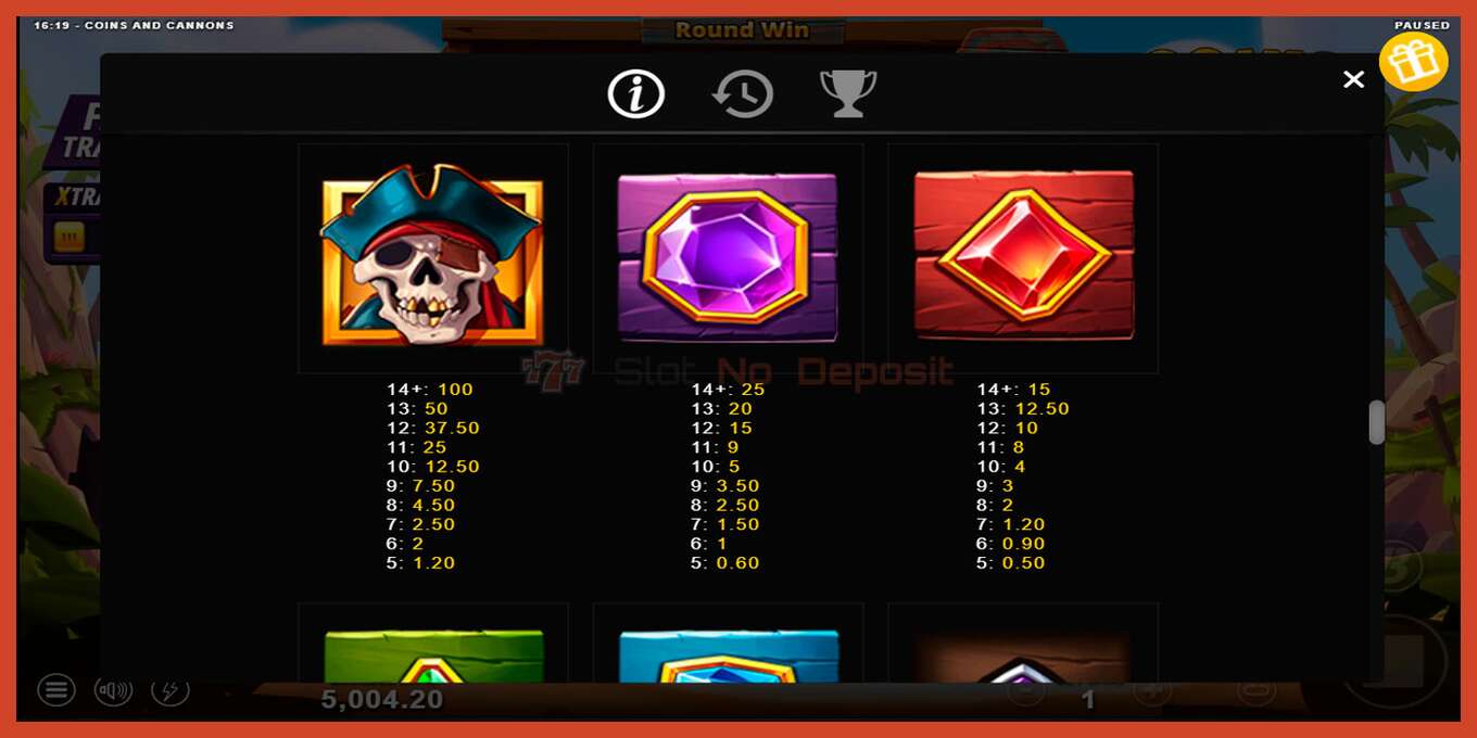 Slot screenshot: Coins and Cannons no deposit, number - 6